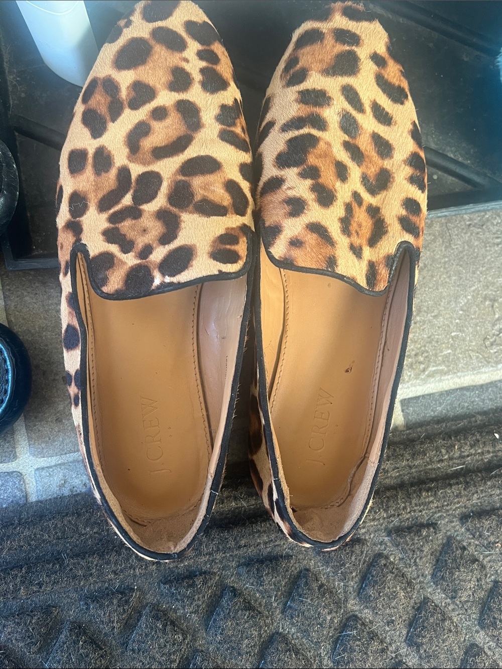 Leopard Print Slip-On Loafers - Women